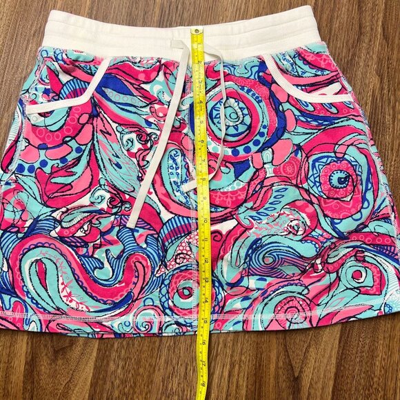 Talbots Skirt Ribbed Waistline Women Whimsical Artsy Print Skort Multicolor Size - Picture 4 of 8